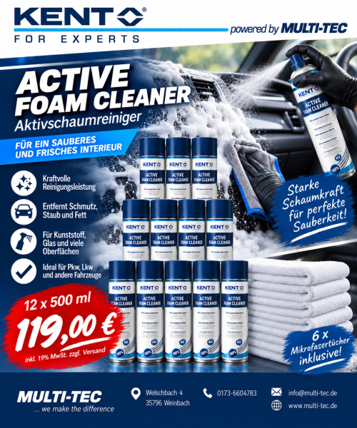 KENT 12x500ml Active Foam Cleaner + 6 Mikrofasertücher
